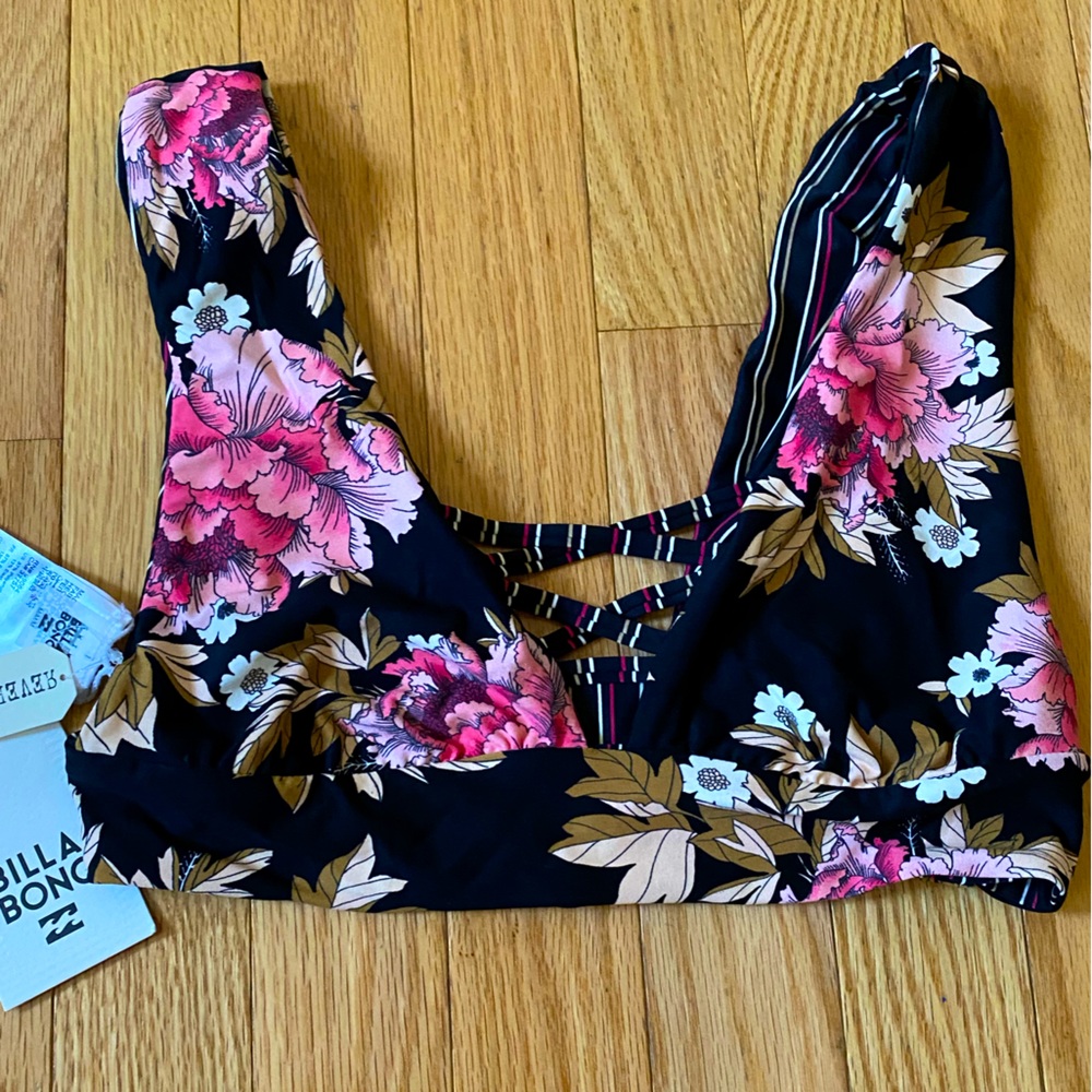 New Billabong Misses size Medium Reversible Bikini Swimsuit Top